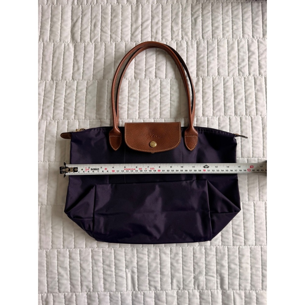 Longchamp Le Pliage Medium Shoulder Tote Bag 2013 Purple Nylon Leather Trim - Picture 6 of 9